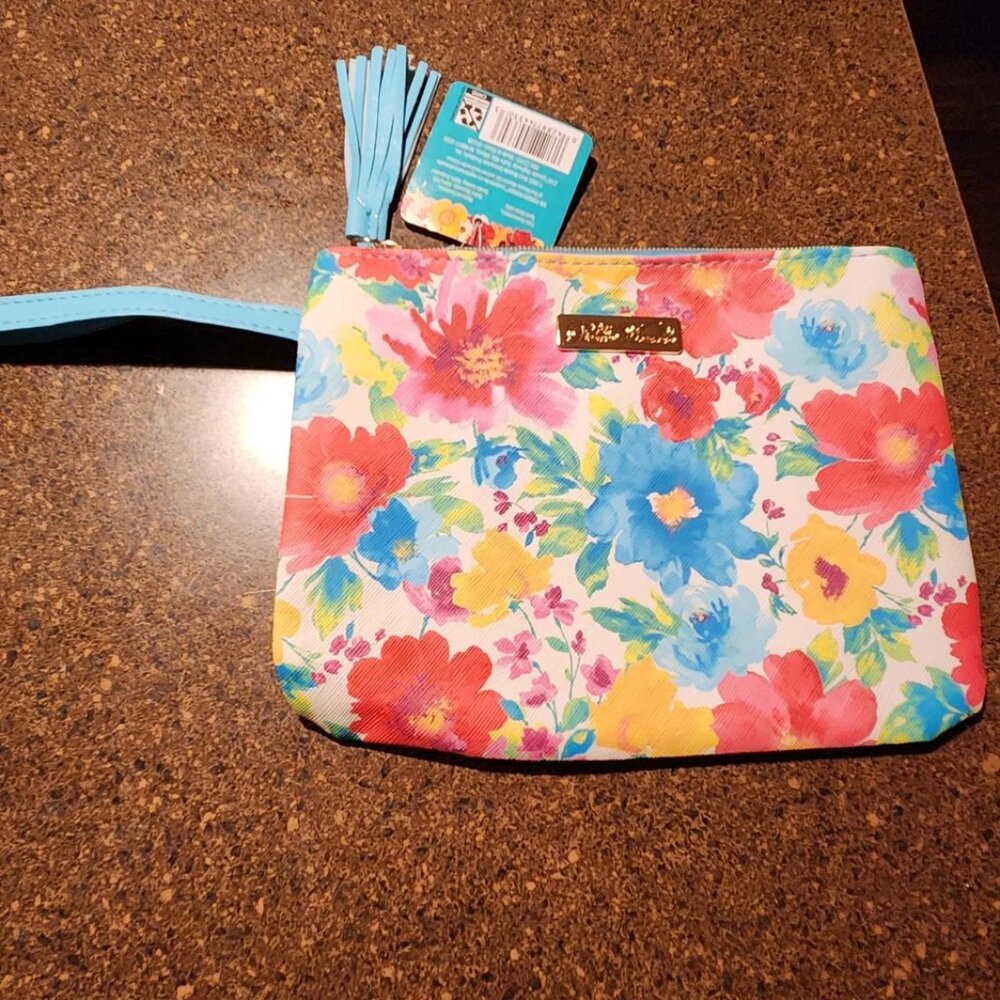 The Pioneer Woman Breezy Blossom Cosmetic Bag /Wristlet Travel Wallet NEW